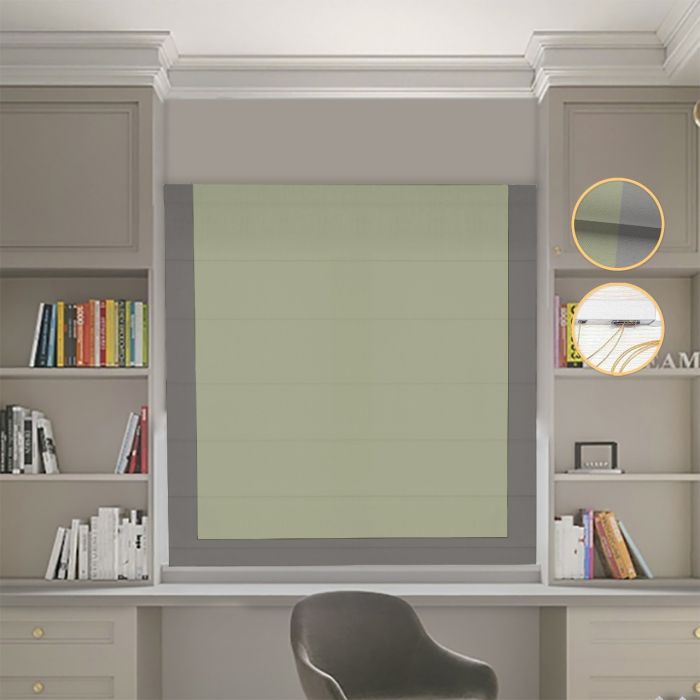 Римська штора DECOLIV Блэкаут Нова оливковий с графитовым кантом