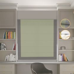 Римська штора Блекаут Нова оливковий з графітовим кантом