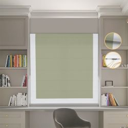 Римська штора Блекаут Нова оливковий з світло-сірим кантом