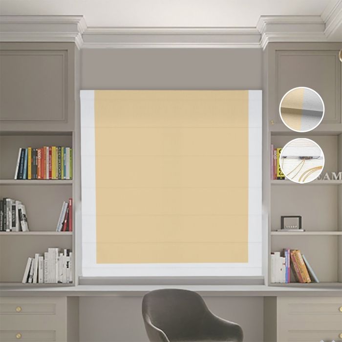 Римська штора DECOLIV Блэкаут Нова песочный с світло-серым кантом