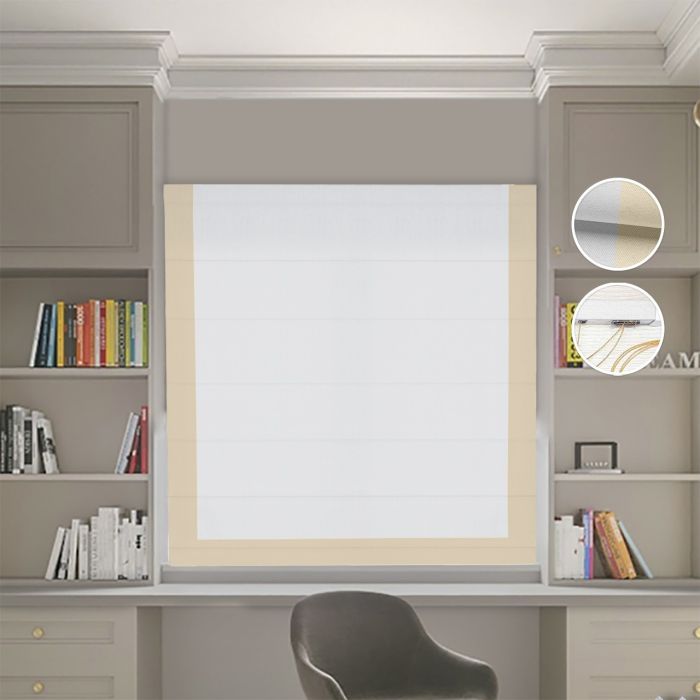 Римська штора Блекаут Нова світло-сірий з бежевим кантом
