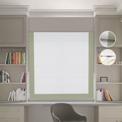 Римська штора Блекаут Нова світло-сірий з оливковим кантом