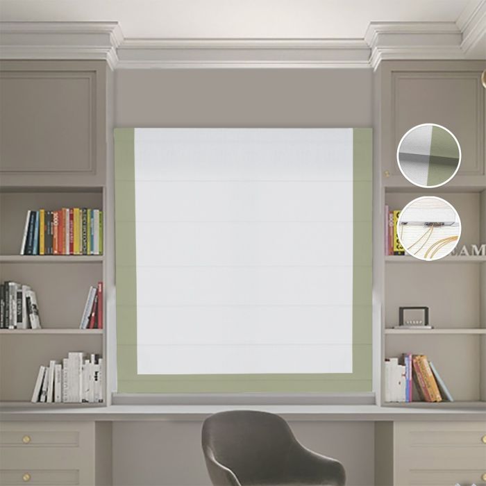 Римська штора Блекаут Нова світло-сірий з оливковим кантом
