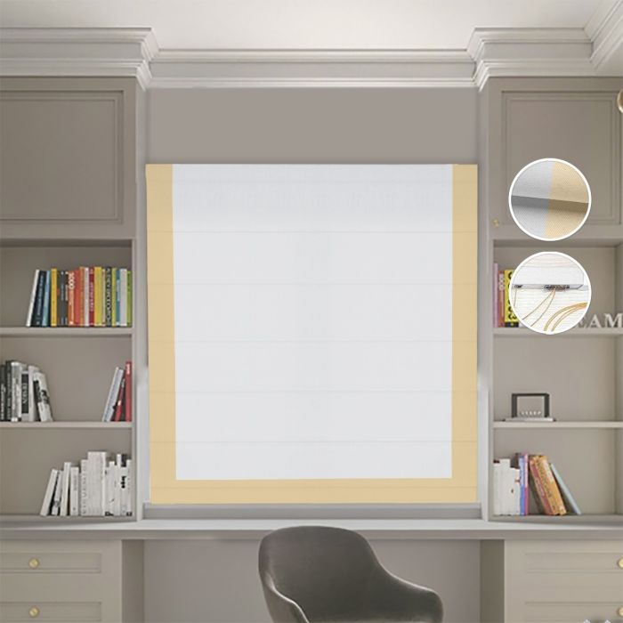 Римська штора DECOLIV Блэкаут Нова світло-сірий с песочным кантом