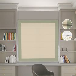 Римська штора Блекаут Нова бежевий з оливковими кантами