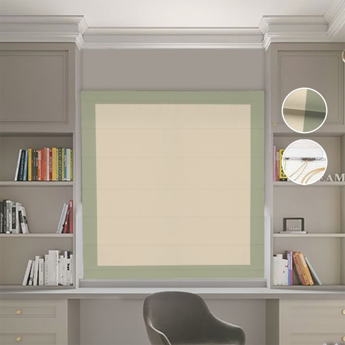 Римська штора Блекаут Нова бежевий з оливковими кантами