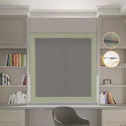 Римська штора Блекаут Нова графітовий з оливковими кантами