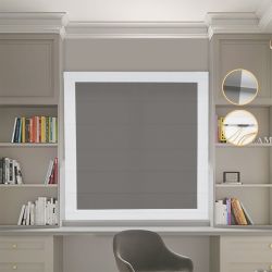 Римська штора Блекаут Нова графітовий з світло-сірими кантами