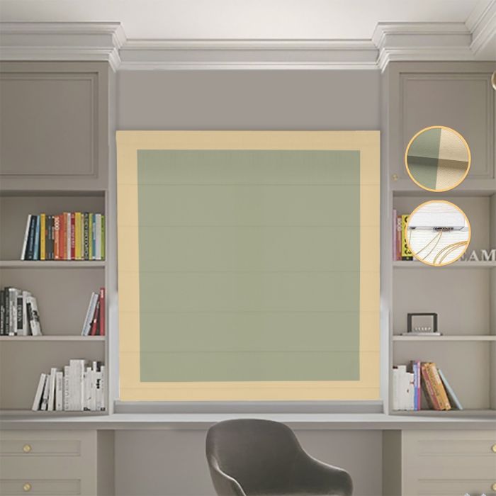 Римська штора DECOLIV Блэкаут Нова оливковий с песочными кантами