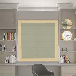 Римська штора Блекаут Нова оливковий з пісочними кантами