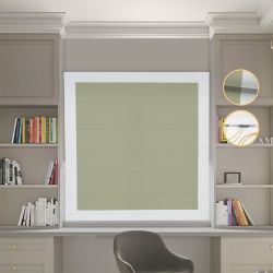 Римська штора Блекаут Нова оливковий з світло-сірими кантами