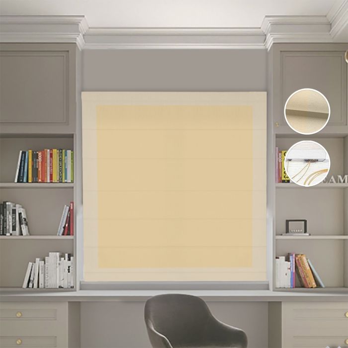 Римська штора DECOLIV Блэкаут Нова песочный с бежевыми кантами