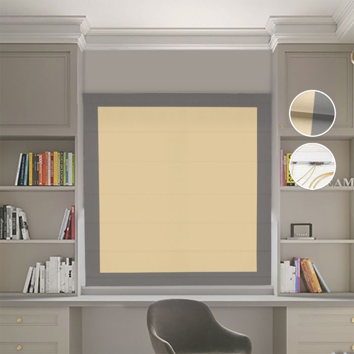 Римська штора Блекаут Нова пісочний з графітовими кантами