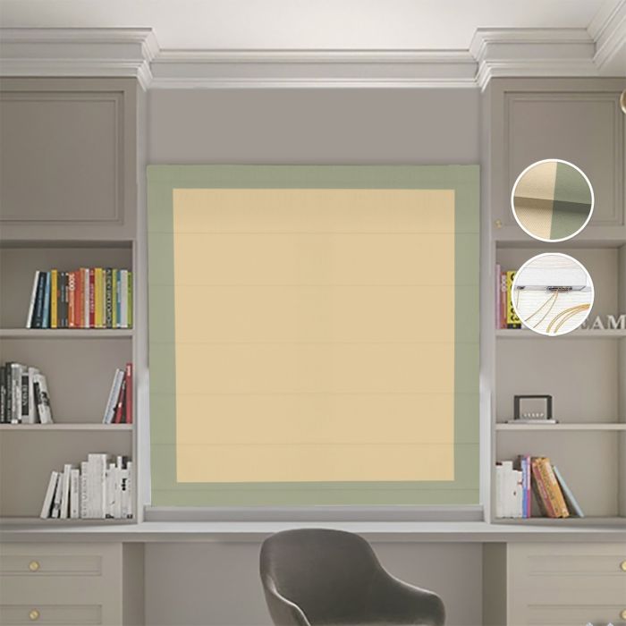 Римська штора DECOLIV Блэкаут Нова песочный с оливковыми кантами