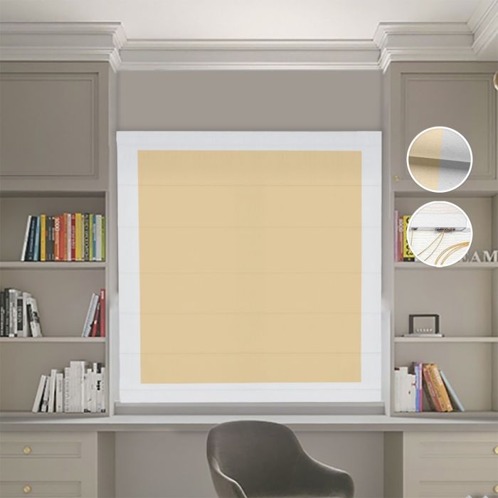 Римська штора Блекаут Нова пісочний з світло-сірими кантами