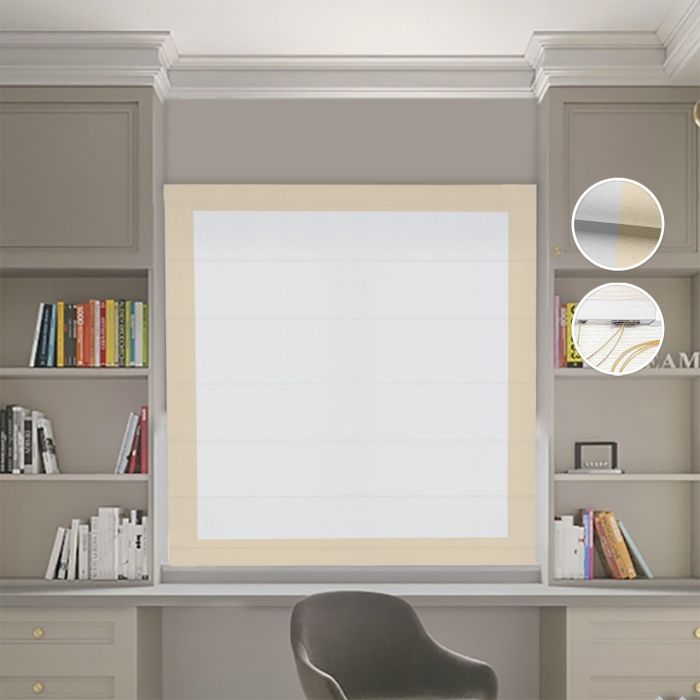 Римська штора DECOLIV Блэкаут Нова світло-сірий с бежевыми кантами