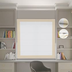 Римська штора Блекаут Нова світло-сірий з бежевими кантами