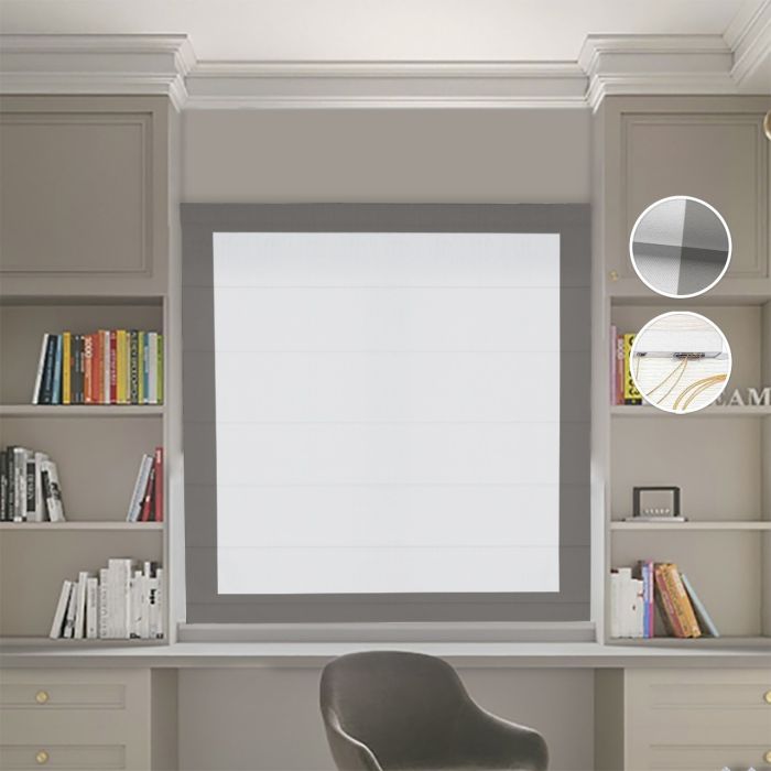 Римська штора Блекаут Нова світло-сірий з графітовими кантами