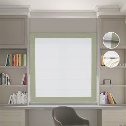 Римська штора Блекаут Нова світло-сірий з оливковими кантами