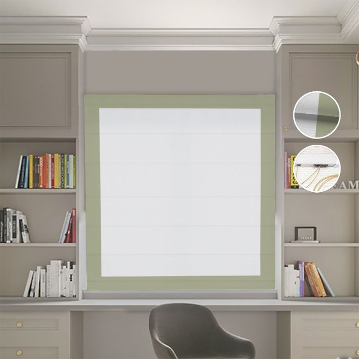 Римська штора Блекаут Нова світло-сірий з оливковими кантами