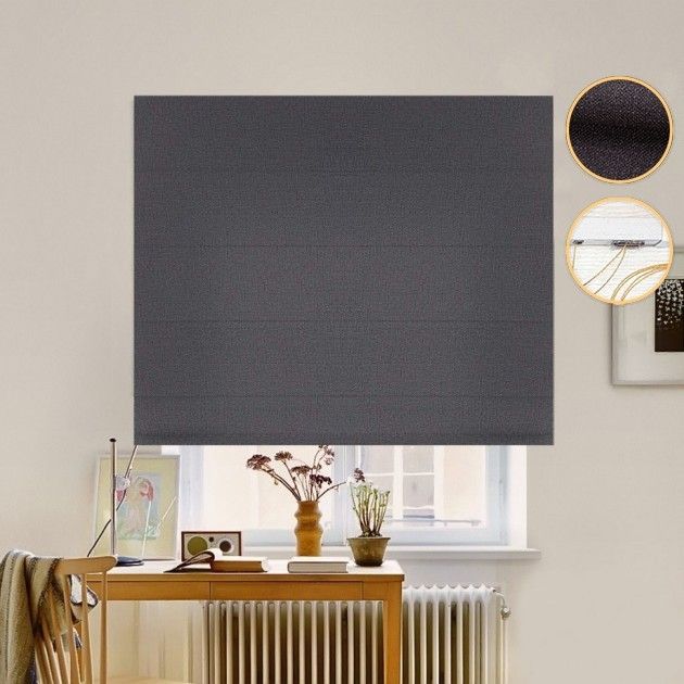 Римська штора Рогожка Premium з ланцюжковим карнизом графітовий