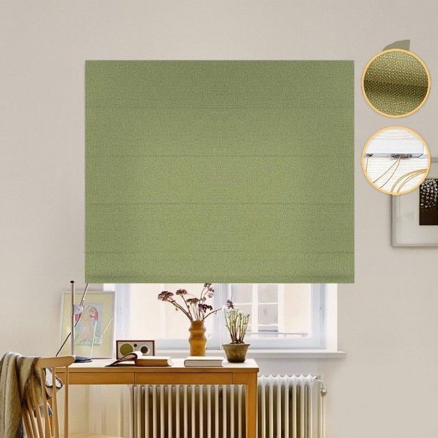 Римська штора Рогожка Premium з ланцюжковим карнизом зелений
