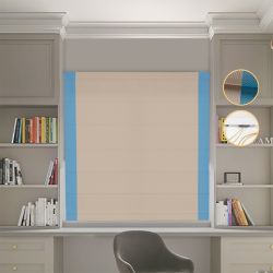 Римська штора Блекаут Перфект бежевий з блакитними кантами по боках