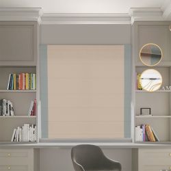 Римська штора Блекаут Перфект бежевий з оливковими кантами по боках