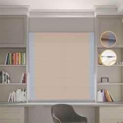 Римська штора Блекаут Перфект бежевий з світло-сірими кантами по боках