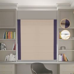 Римська штора Блекаут Перфект бежевий з бузковими кантами по боках