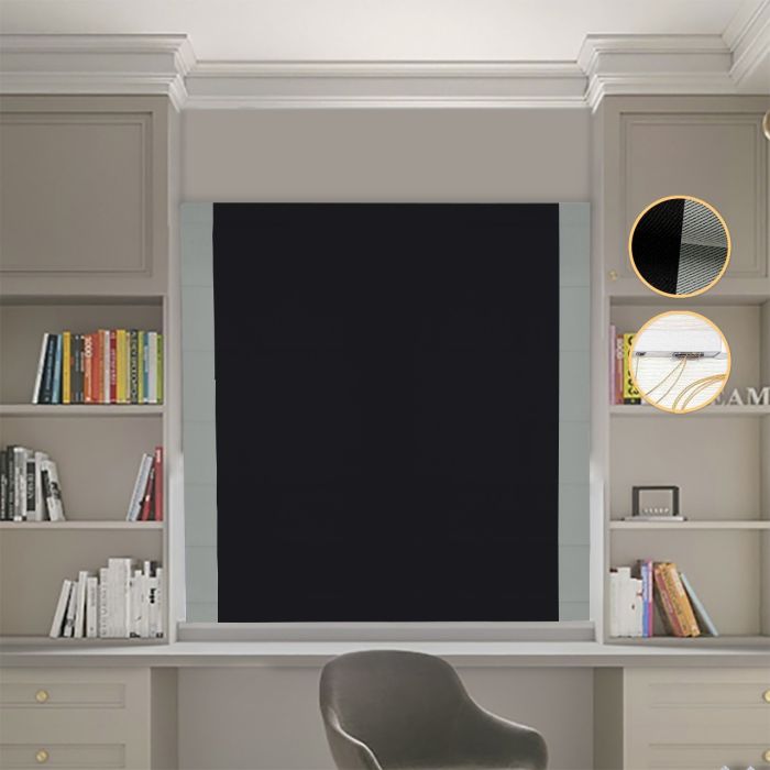 Римська штора DECOLIV Блэкаут Перфект черный с оливковыми кантами по бокам