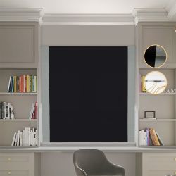 Римська штора Блекаут Перфект чорний з оливковими кантами по боках