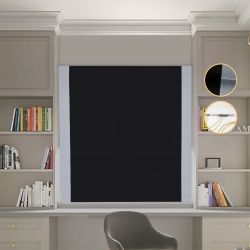 Римська штора Блекаут Перфект з ланцюжковим карнизом чорний з світло-сірими кантами по боках