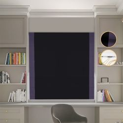 Римська штора Блекаут Перфект з ланцюжковим карнизом чорний з бузковими кантами по боках