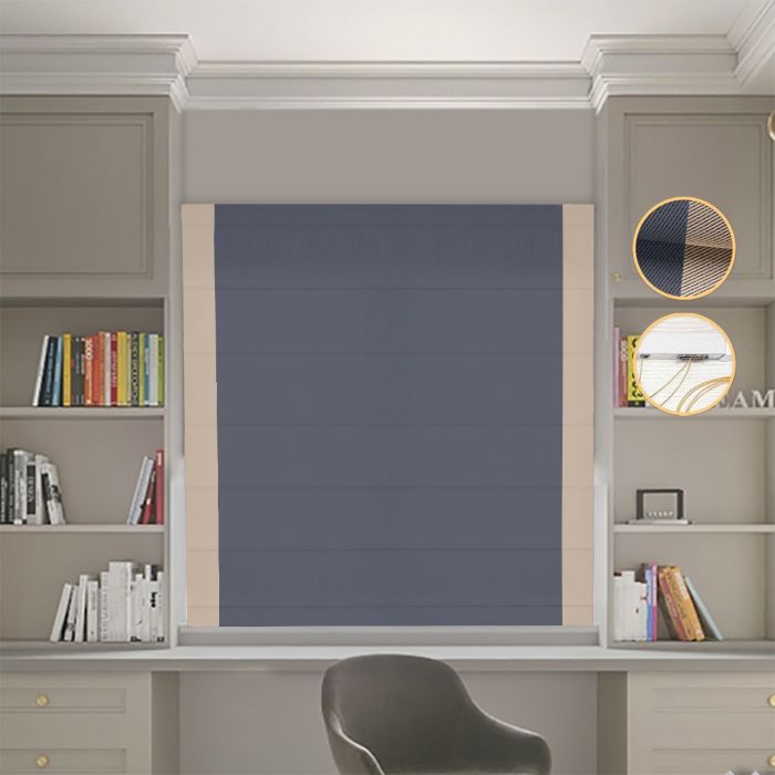 Римська штора Блекаут Перфект графітовий з бежевими кантами по боках