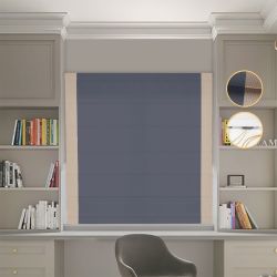 Римська штора Блекаут Перфект з ланцюжковим карнизом графітовий з бежевими кантами по боках