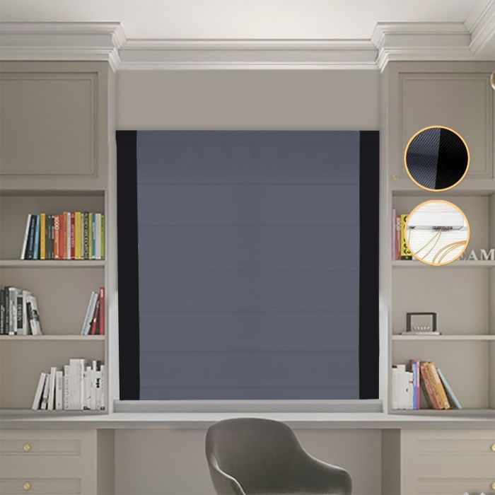 Римська штора DECOLIV Блэкаут Перфект графитовый с черными кантами по бокам