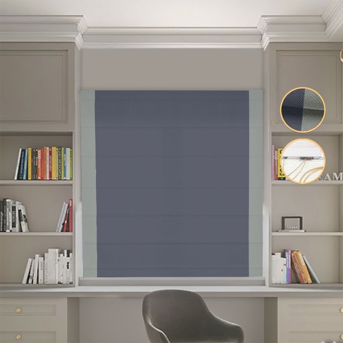 Римська штора Блекаут Перфект графітовий з оливковими кантами по боках