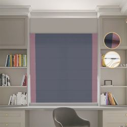 Римська штора Блекаут Перфект з ланцюжковим карнизом графітовий з пудровими кантами по боках