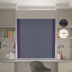 Римська штора Блекаут Перфект з ланцюжковим карнизом графітовий з бузковими кантами по боках