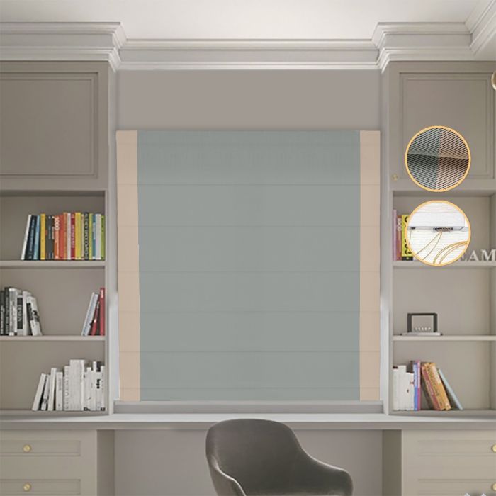 Римська штора DECOLIV Блэкаут Перфект оливковий с бежевыми кантами по бокам