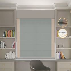 Римська штора Блекаут Перфект оливковий з бежевими кантами по боках