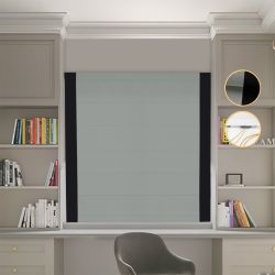 Римська штора Блекаут Перфект з ланцюжковим карнизом оливковий з чорними кантами по боках