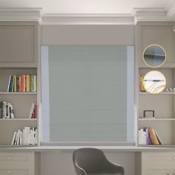 Римська штора Блекаут Перфект з ланцюжковим карнизом оливковий з світло-сірими кантами по боках