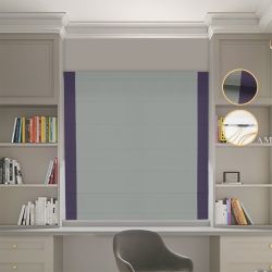 Римська штора Блекаут Перфект оливковий з бузковими кантами по боках