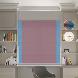 Римська штора Блекаут Перфект пудровий з блакитними кантами по боках