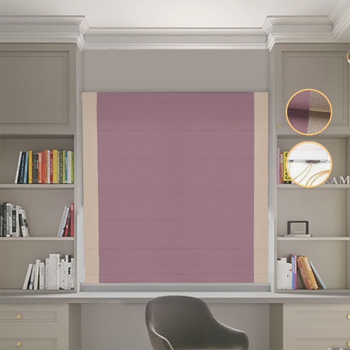 Римська штора Блекаут Перфект пудровий з бежевими кантами по боках