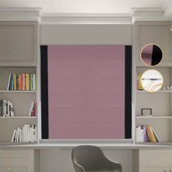 Римська штора Блекаут Перфект з ланцюжковим карнизом пудровий з чорними кантами по боках