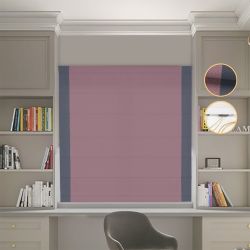 Римська штора Блекаут Перфект з ланцюжковим карнизом пудровий з графітовими кантами по боках