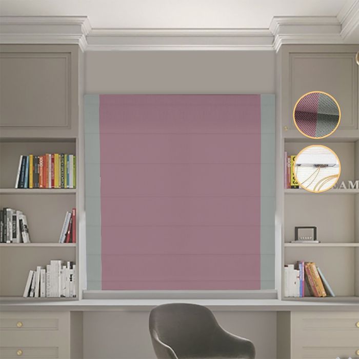 Римська штора Блекаут Перфект пудровий з оливковими кантами по боках